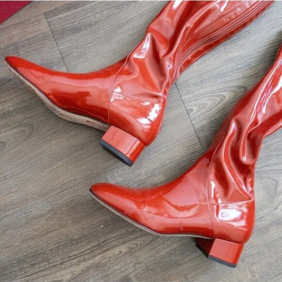 Valentino Garavani 40mm Faux Patent Leather Over The Knee Boot 36 6 Cherry Red - Picture 6 of 15